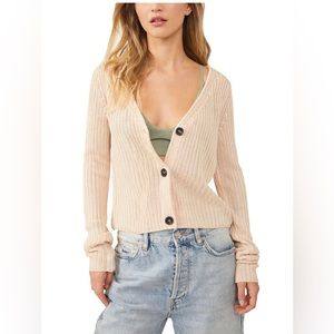 🎈NWT FREE PEOPLE Game On Cardigan. WHITE SWAN color, Size X-Small